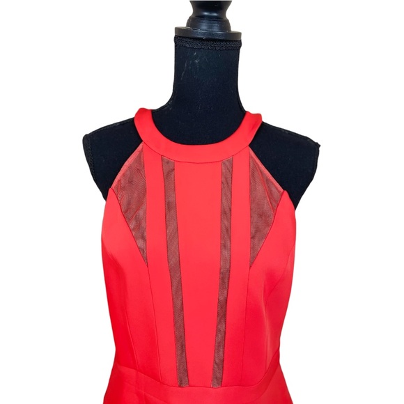NWT BCBGMaxAzria “Tatyanna” Mesh Cut Out Halter Mini Dress - Picture 3 of 14